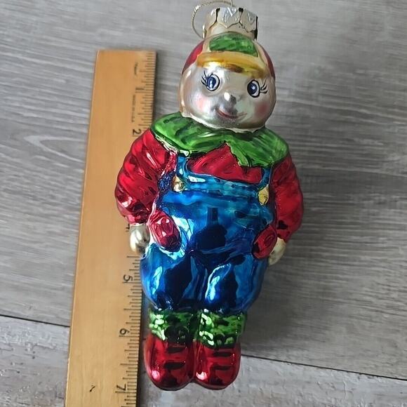 TWEEDLE DEE DUM Character Christmas Ornament Hand Blown Mercury Glass happy boy - Picture 10 of 11